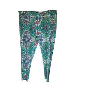 Coolibar Monterey Summer Leggings XL (37x28) UPF 50+ Boho Green Medallion Tile